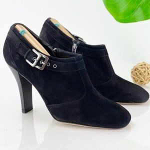 Via Spiga Women's Ankle Boot Bootie Size 8 Black Suede Block Heel Elegant